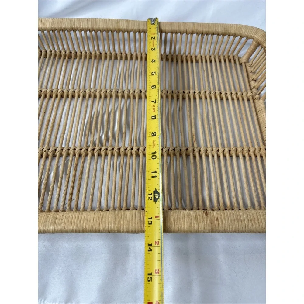 Vtg MCM Danish Rattan Serving Tray Modern Chic‎ Boho Bamboo 18.5